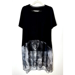 Dark Feminine Oversized Lagenlook Whimsygoth Gothic Edgy Lightweight Flowy Top L